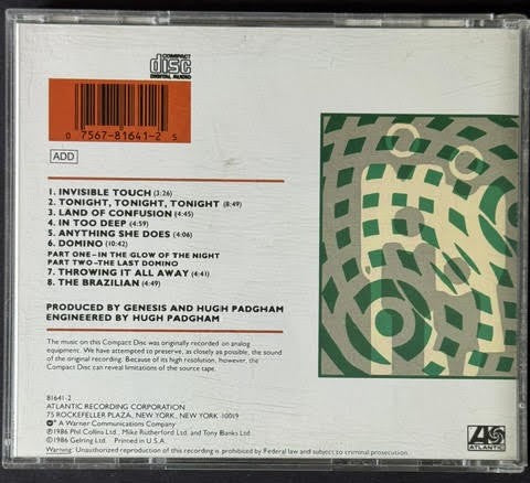 Genesis – Invisible Touch (CD, 1986, Atlantic 7 81641-2, SRC Pressing, Variant 2)