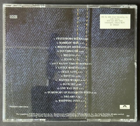 The Allman Brothers Band – A Decade Of Hits 1969-1979 (CD, Polydor 314 511 156-2, BMG Club Edition)