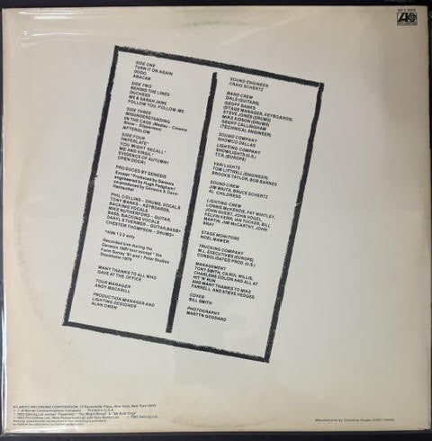 Genesis – Three Sides Live (2× Vinyl LP, 1982, Atlantic SD 2-2000, Columbia House Club Edition)