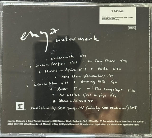 Enya – Watermark (CD, 1988, Warner Bros. Records 9 26774-2)