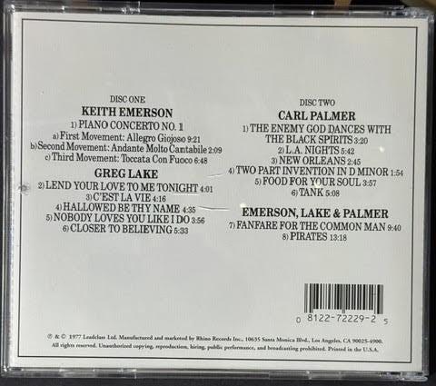 Emerson, Lake & Palmer – Works - Volume 1 (2xCD, Rhino Records R2 72229, US, Reissue, Remastered)