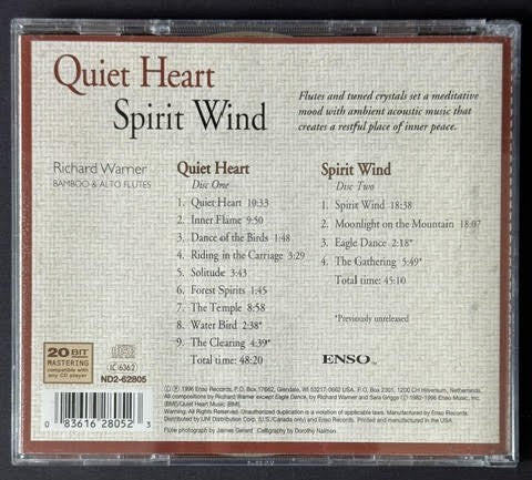 Richard Warner – Quiet Heart - Spirit Wind (2 CD, 1996, Enso Records ND2-62805, US)