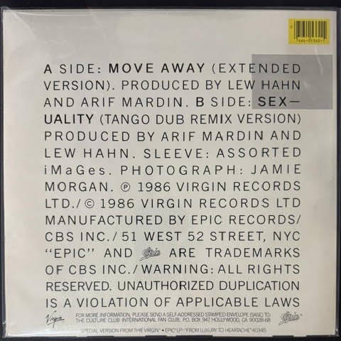 Culture Club – Move Away (Extended) (12" Vinyl Single, 1986, Epic 49 05360, Pitman Pressing)