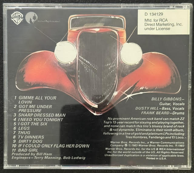 ZZ Top – Eliminator (CD, Warner Bros. Records D 134129, RCA Direct Marketing Edition)