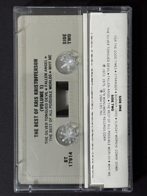 Kris Kristofferson – The Best Of Kris Kristofferson (Volume 1) (Cassette, CBS Special Products BT 17914)