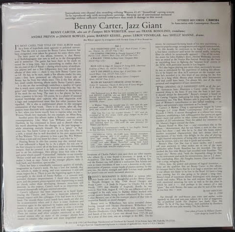 Benny Carter – Jazz Giant (Vinyl LP, 2022, Craft Recordings/Contemporary Records CR00384, 180g, Contemporary Records Acoustic Sounds Series)