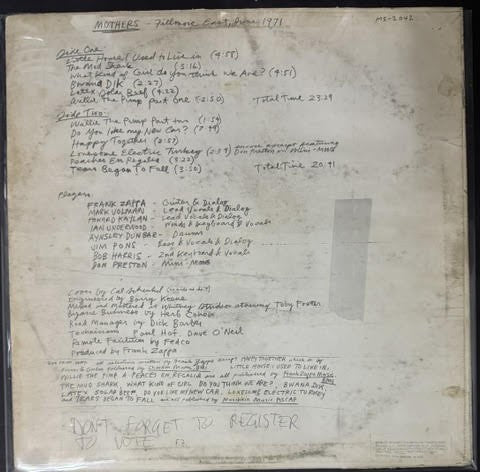 The Mothers – Fillmore East - June 1971 (Vinyl LP, 1971, Bizarre Records / Reprise Records MS 2042 / MS-2042, Pitman Pressing)