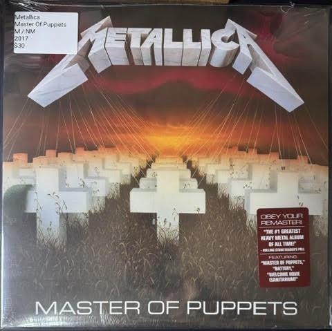 Metallica – Master Of Puppets (Vinyl, LP, Album, Reissue, Remastered, 180 Gram, 2017, Blackened BLCKND005R-1)