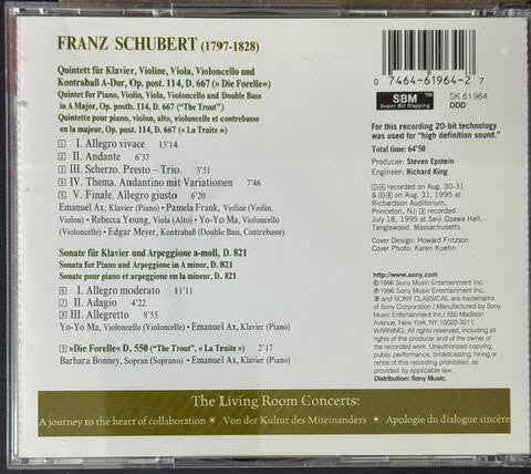 Schubert – Quintet Op. 114 “The Trout” / Arpeggione Sonata / Die Forelle (CD, Album, 1996, Sony Classical SK 61964)