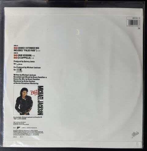Michael Jackson – Bad (Vinyl 12" Single, 1987, Epic 651155 6, UK)