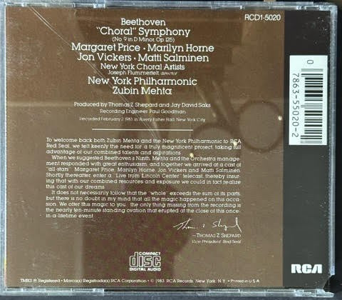 Beethoven – “Choral” Symphony (No. 9) (CD, 1984, RCA Red Seal RCD1-5020, Recorded Live)