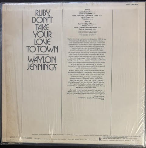 Waylon Jennings – Ruby, Don't Take Your Love To Town (Vinyl LP, Pickwick CAS-2608, US Black Label Pressing)