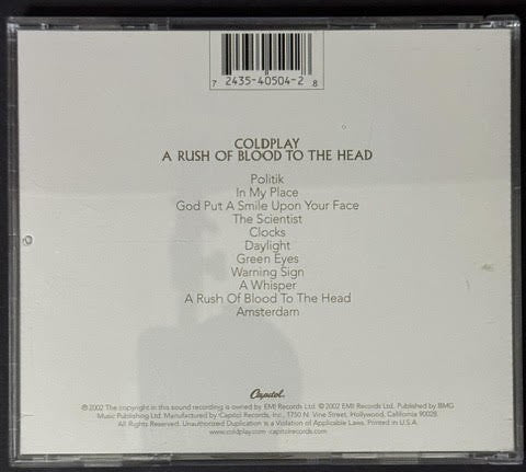 Coldplay – A Rush Of Blood To The Head (CD, 2002, Capitol Records CDP 7243 5 40504 2 8, EMI Pressing)
