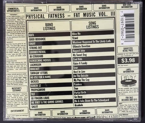 Various – Fat Music Vol. III: Physical Fatness (CD, HDCD, 1997, Fat Wreck Chords FAT 560-2)