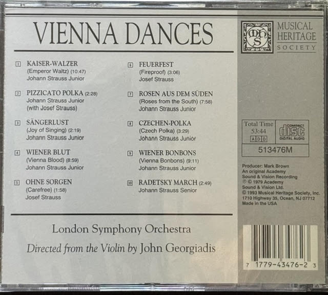 The Strauss Family – Vienna Dances (CD, 1989, Musical Heritage Society 43476-2)