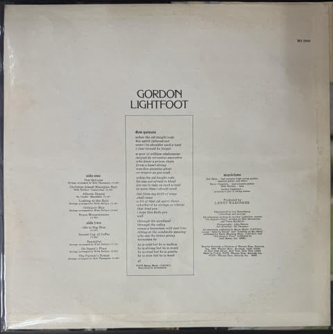 Gordon Lightfoot – Don Quixote (Vinyl LP, 1975, Reprise Records MS 2056, US Reissue)