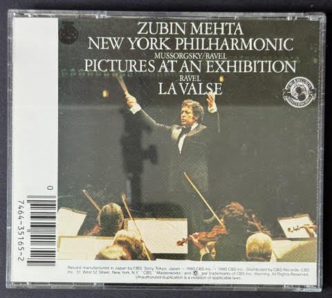 Zubin Mehta / New York Philharmonic – Mussorgsky / Ravel – Pictures At An Exhibition / La Valse (CD, Reissue, Remastered, CBS Masterworks MK 35165, US DADC)