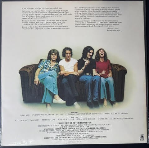 Peter Frampton – I'm In You (Vinyl, LP, Album, Stereo, Pitman Pressing, 1977, A&M Records SP-4704)