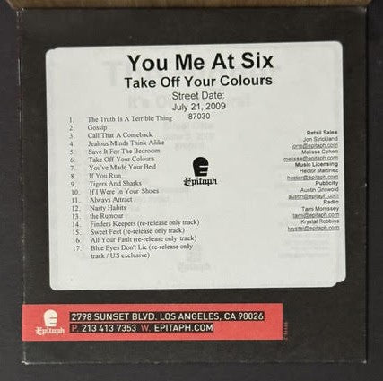 You Me At Six – Take Off Your Colours (CD-R, 2009, Epitaph, Promotional Advance)