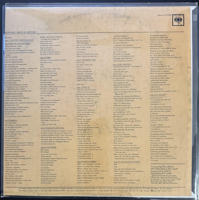 Simon & Garfunkel – Bookends (LP, Album, Stereo, Pitman Pressing, 1968, Columbia KCS 9529)
