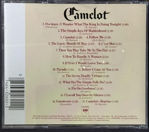 Lerner & Loewe – Camelot (CD, Columbia CK 32602, Original Broadway Cast Recording)