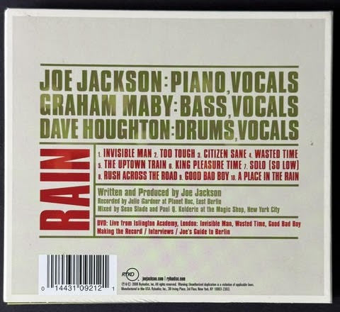 Joe Jackson – Rain (CD + DVD, 2008, Rykodisc RCD 10921)