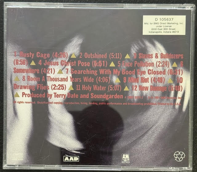 Soundgarden – Badmotorfinger (CD, 1991, A&M Records 75021 5374 2, BMG Direct Marketing Edition)