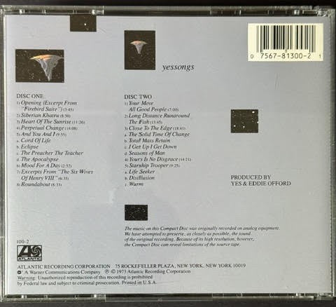 Yes – Yessongs (2 CD, 1987, Atlantic SD 100-2, SRC)