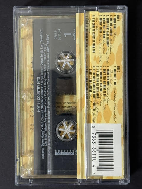 Various – Hot #1 Country Hits (Cassette, 1992, Foundation Records 61004)
