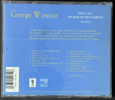 George Winston – Linus & Lucy (The Music Of Vince Guaraldi) (CD, 1996, Windham Hill/Dancing Cat 01934 11184-2r, JVC Disc America Pressing)