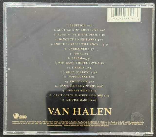 Van Halen – Best Of – Volume I (CD, 1996, Warner Bros. Records 9 46332-2)