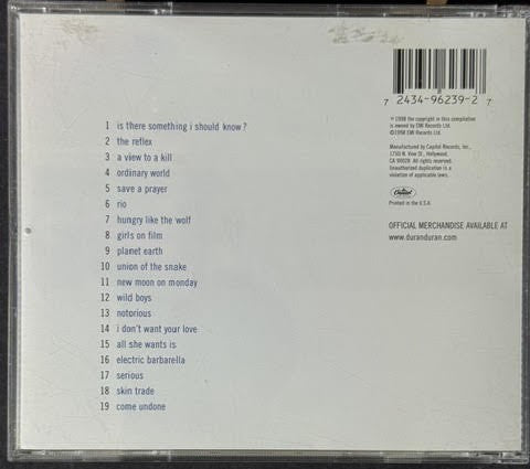 Duran Duran – Greatest (CD, 1998, Capitol Records 7243 4 96239 2 7, U.S. Compilation)