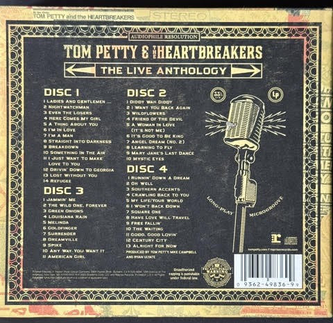 Tom Petty & The Heartbreakers – The Live Anthology (4 CD, 2009, Reprise Records 512765-2, Cinram Pressing)