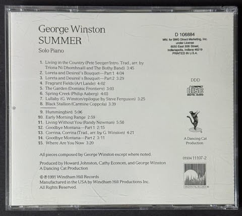 George Winston – Summer (CD, 1991, Windham Hill Records 01934 11107-2)