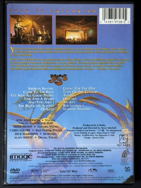 Yes - Keys To Ascension (DVD, DVD-Video, NTSC, Stereo, Image Entertainment ID9728CADVD)