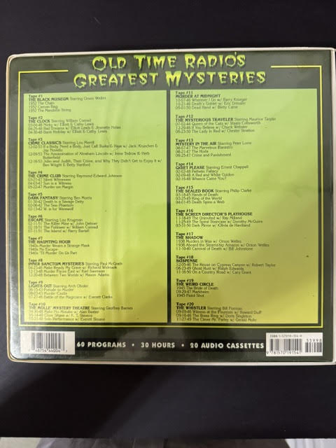 Various – Old Time Radio's Greatest Mysteries (20-Cassette Box Set, 1998, Radio Spirits Inc.)