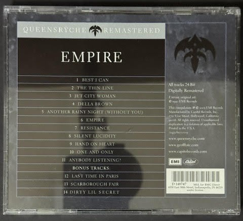 Queensrÿche – Empire (CD, 2003, Capitol Records 72435-81070-2-9, BMG Direct Club Edition D 148747, DADC Pressing)