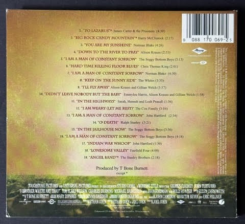 Various Artists – O Brother, Where Art Thou? (CD, 2000, Mercury/Lost Highway 088 170-069-2 DG02, Enhanced Digipak Soundtrack)