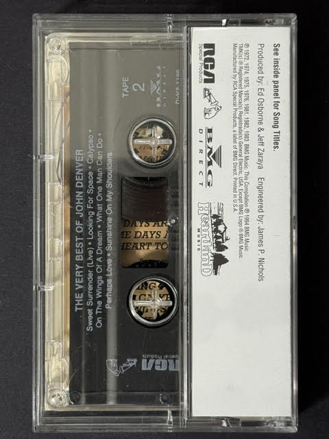 John Denver – The Very Best Of John Denver (2-Cassette Compilation, 1994, RCA Special Products / Heartland Music DVK2-1189, BMG Direct)