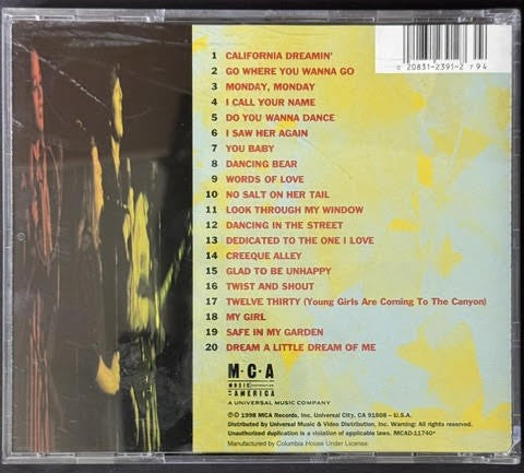 The Mamas & The Papas – Greatest Hits (CD, 1998, MCA Records MCAD-11740, Columbia House Club Edition, Remastered)