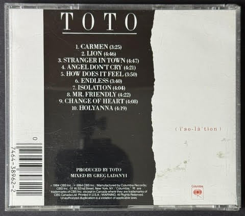 Toto – Isolation (CD, Columbia CK 38962, U.S. Reissue)