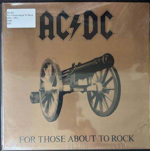 AC/DC – For Those About To Rock (We Salute You) (Vinyl LP, 1981, Atlantic SD 11111, Columbia House Club Edition, Terre Haute Pressing)