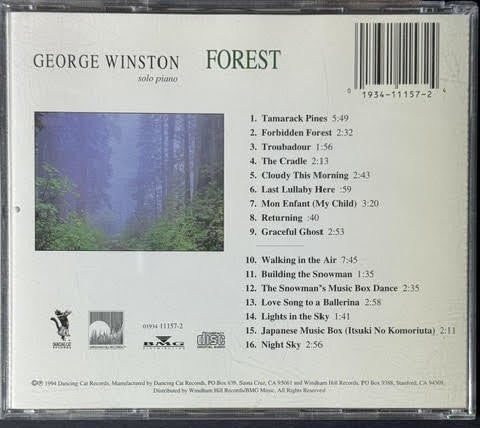 George Winston – Forest (CD, Album, 1994, Windham Hill Records / Dancing Cat Records)