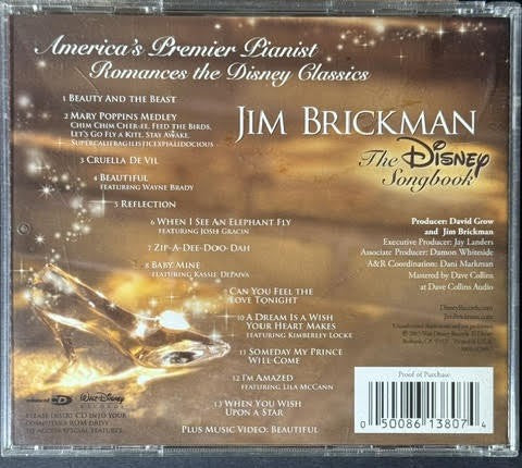 Jim Brickman – The Disney Songbook (CD, Album, Enhanced, 2005, Walt Disney Records)