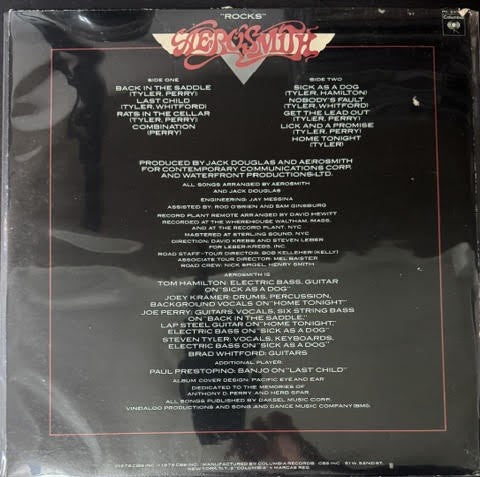 Aerosmith – "Rocks" (Vinyl LP, 1976, Columbia PC 34165, Stereo, Pitman Pressing, Textured Cover, Sterling Mastering)