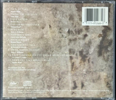 Bonnie Raitt – Nick Of Time (CD, 1989, Capitol Records CDP 7 91268 2)