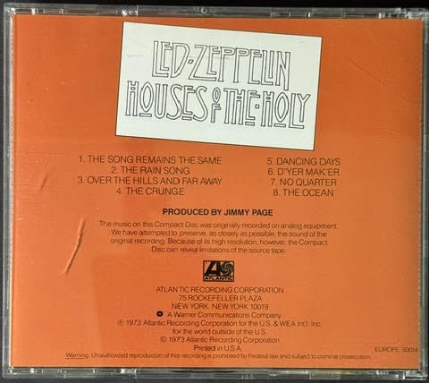 Led Zeppelin – Houses Of The Holy (CD, Atlantic 19130-2 / 50014, BMG Club Edition)