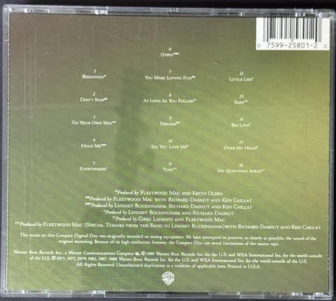 Fleetwood Mac – Greatest Hits (CD, 1988, Warner Bros. Records 9 25801-2, US)
