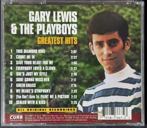 Gary Lewis & The Playboys – Greatest Hits (CD, Album, Compilation, Curb Records D2-77667)