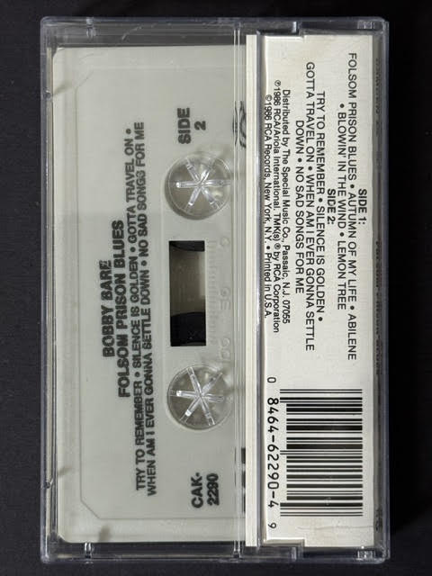 Bobby Bare – Folsom Prison Blues (Cassette, 1986, RCA Camden CAK-2290, Reissue)